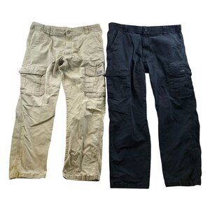 Wrangler Mens Cargo Pants Size 36x30 Lot Of Two Relaxed Utility Khaki Outdoors